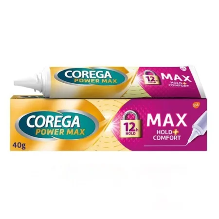 Corega Max Hold & Comfort, Στερεωτική Κρέμα Τεχνητής Οδοντοστοιχίας Για Έως Και 12 Ώρες Συγκράτησης 40gr